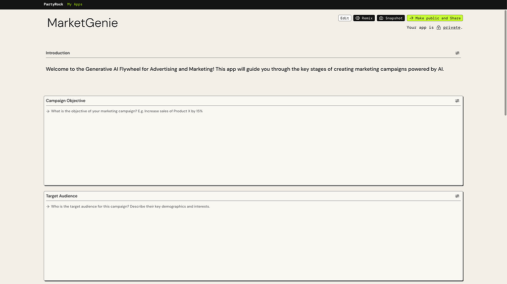 MarketGenie asking for user input