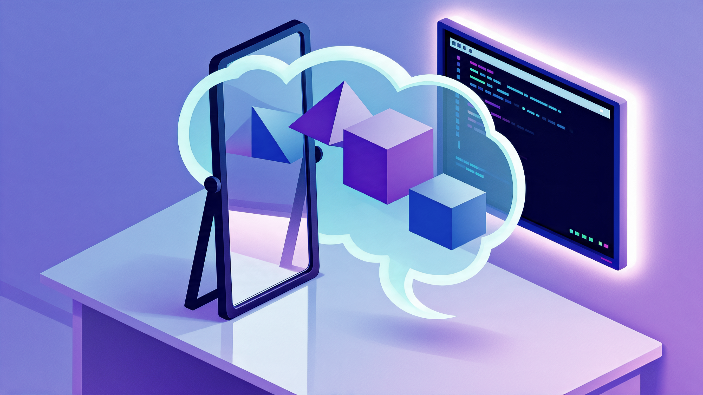 The Reflection Loop — a thought bubble reflecting back on itself