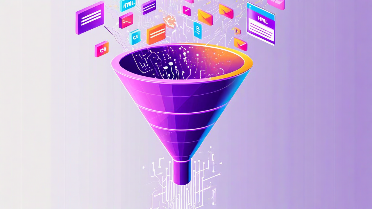 Funnel filtering HTML noise into clean Markdown