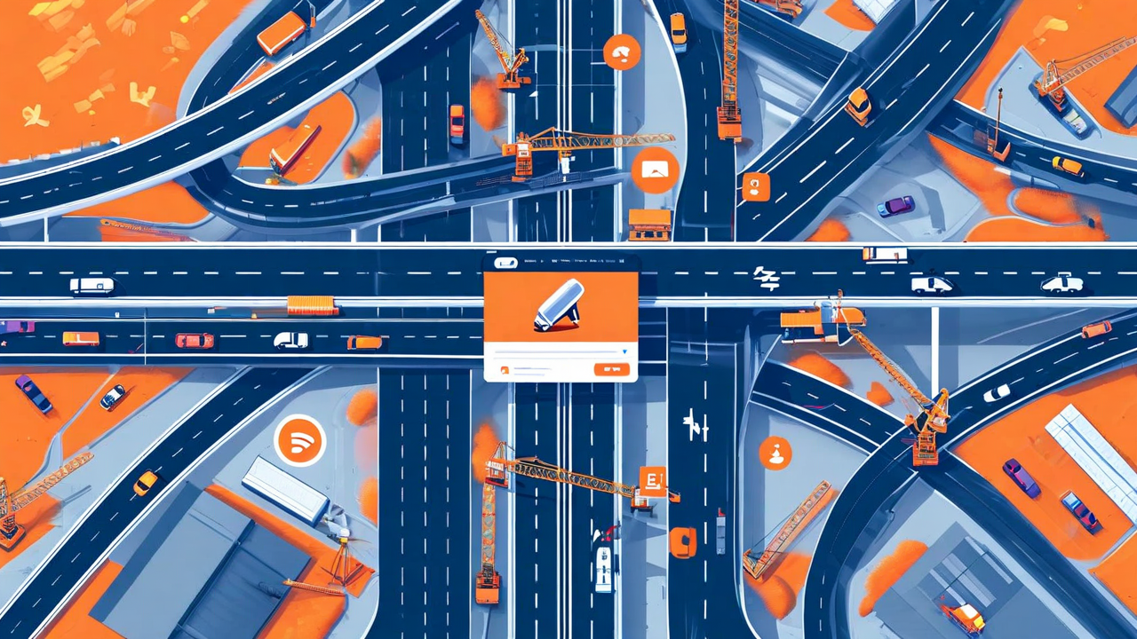Highway interchange showing browser and AI agent traffic converging