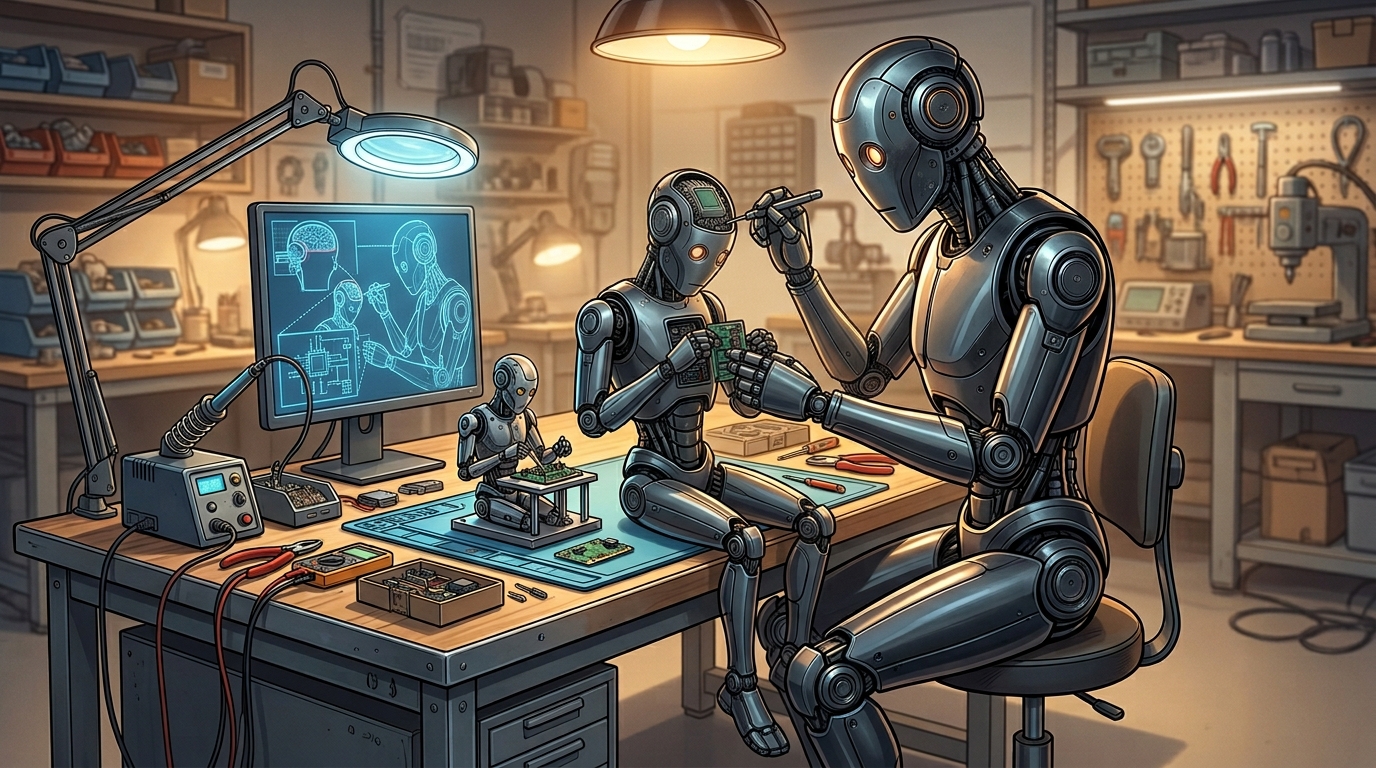 Recursive loop visualization of a model improving its own training process