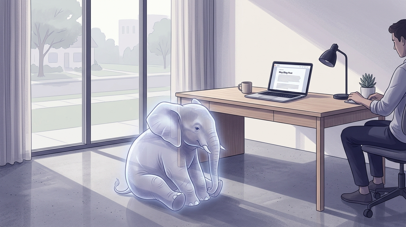 An elephant sitting in a home office — the uncomfortable question about AI-generated content